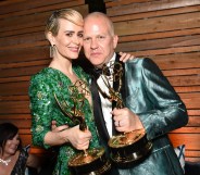 Actors Sarah Paulson and Ryan Murphy attend an Emmy afterparty.