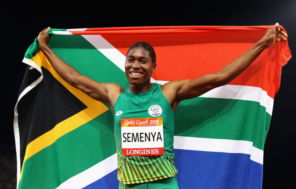 Caster Semenya of South Africa races to the line to win the Women's 800 meters during the IAAF Diamond League event at the Khalifa International Stadium on May 03, 2019 in Doha, Qatar.