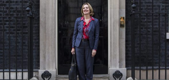 LONDON, ENGLAND - JULY 13: Amber Rudd leaves Downing Street after being appointed Home Secretary on July 13, 2016 in London, England. The UK's New Prime Minister Theresa May began appointing the key Ministerial positions in her cabinet shortly after taking up residence at Number 10 Downing Street. She has appointed Philip Hammond as Chancellor and George Osborne has resigned. (Photo by Jack Taylor/Getty Images)