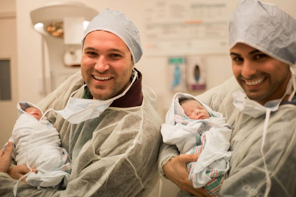 Citizenship battle: Andrew and Elad Dvash-Banks after the birth of their twins 