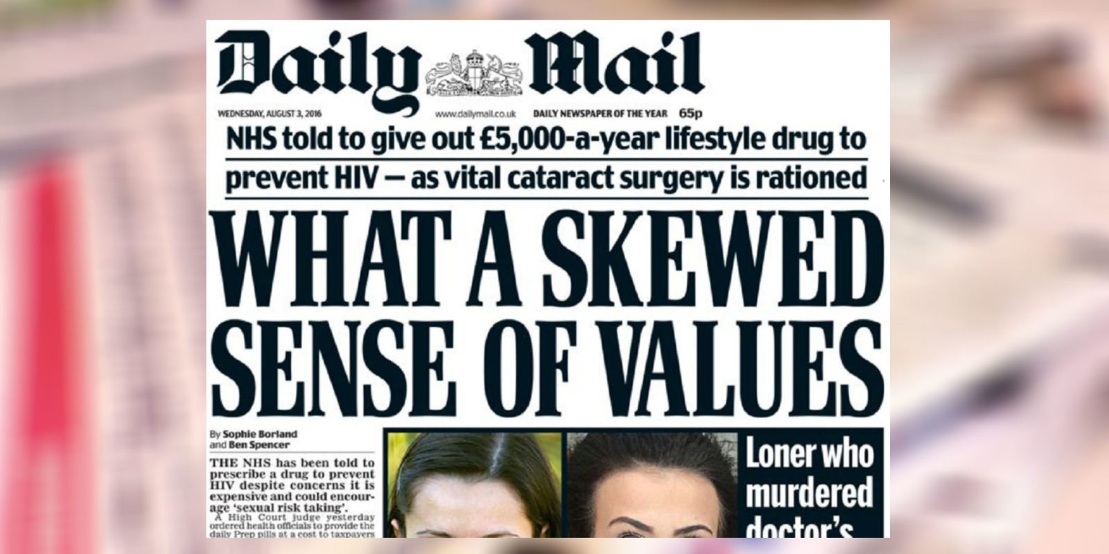 The Daily Mail ran a front-page story attacking PrEP 