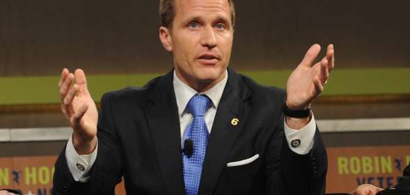 NEW YORK, NY - MAY 07: Eric Greitens Founder and CEO, The Mission Continues speaks at the Robin Hood Veterans Summit at Intrepid Sea-Air-Space Museum on May 7, 2012 in New York City. (Photo by Craig Barritt/Getty Images for The Robin Hood Foundation)