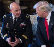 US President Donald Trump announces US Army Lieutenant General H.R. McMaster (L) as his national security adviser at his Mar-a-Lago resort in Palm Beach, Florida, on February 20, 2017. / AFP / NICHOLAS KAMM (Photo credit should read NICHOLAS KAMM/AFP/Getty Images)