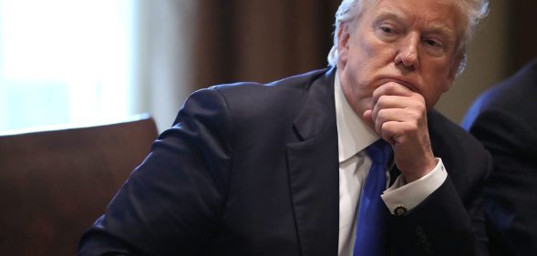 WASHINGTON, DC - JANUARY 09: U.S. President Donald Trump (R) presides over a meeting about immigration with Republican and Democrat members of Congress in the Cabinet Room at the White House January 9, 2018 in Washington, DC. In addition to seeking bipartisan solutions to immigration reform, Trump advocated for the reintroduction of earmarks as a way to break the legislative stalemate in Congress. (Photo by Chip Somodevilla/Getty Images)