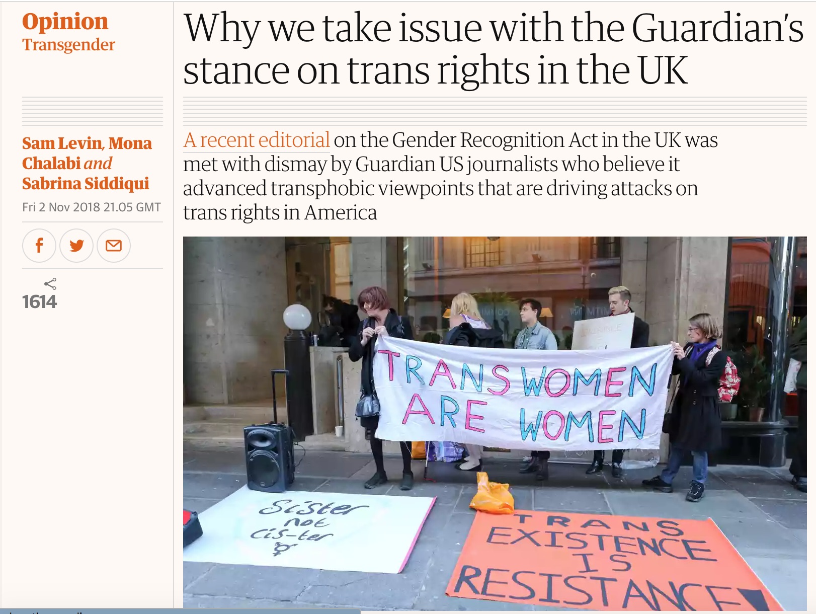 Guardian Us Journalists Denounce Newspapers Transphobic Editorial Pinknews 