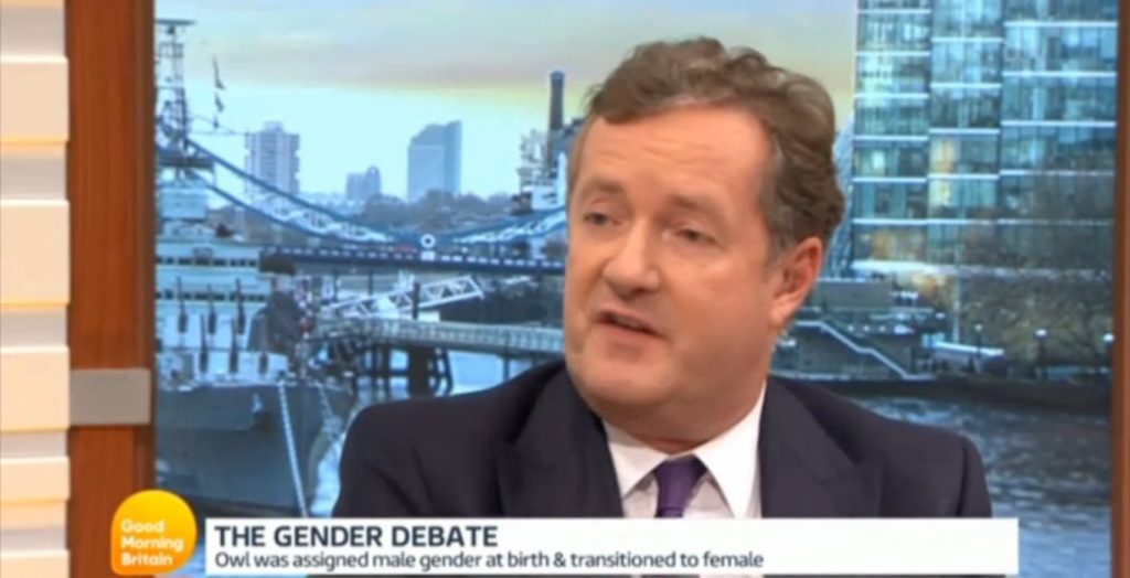 Piers Morgan with owl and fox