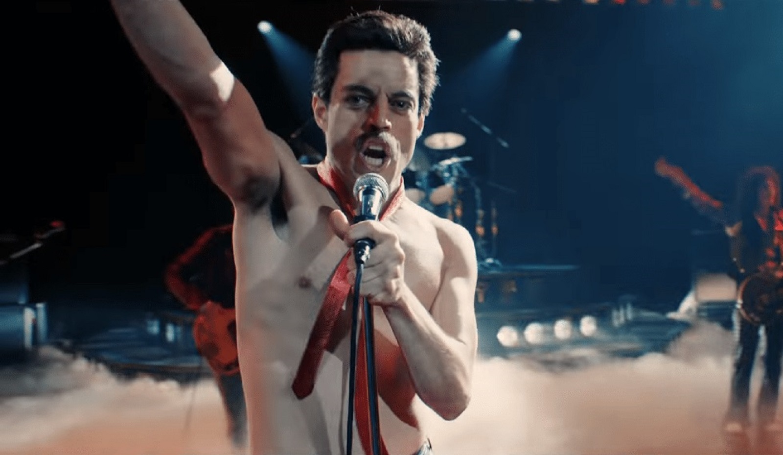 LGBT+ Oscars nominees: A shirtless Rami Malek as Freddie Mercury in the biopic Bohemian Rhapsody