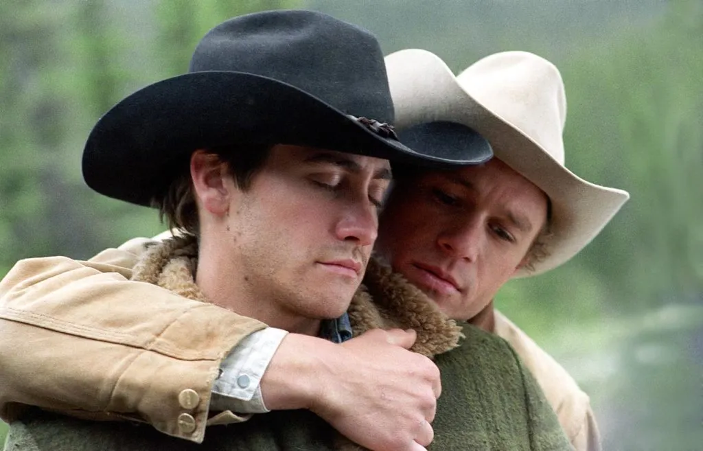 Heath Ledger and Jake Gyllenhaal as gay cowboy lovers in Brokeback Mountain