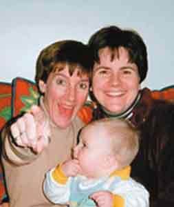 Ex-lesbian Lisa Miller and her then-civil partner Janet Jenkins with baby Isabella
