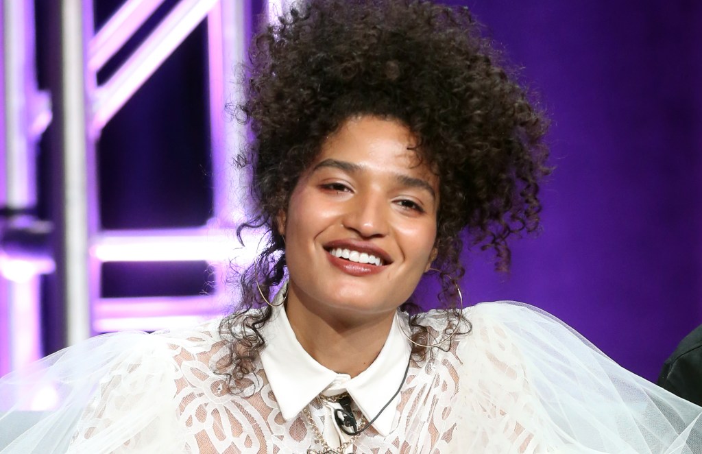 Trans actress Indya Moore speaks onstage at the 'Pose' panel during the FX Network portion of the Summer 2018 TCA Press Tour at The Beverly Hilton Hotel on August 3, 2018