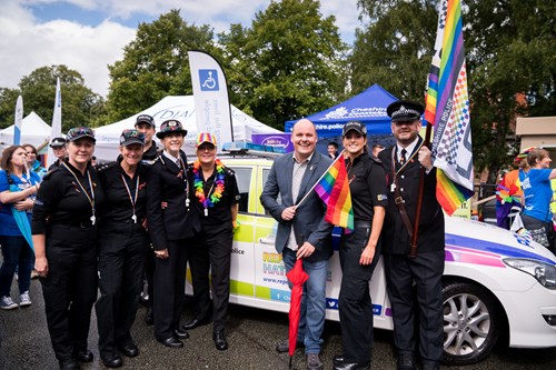 Cheshire Police officers attending a Pride event