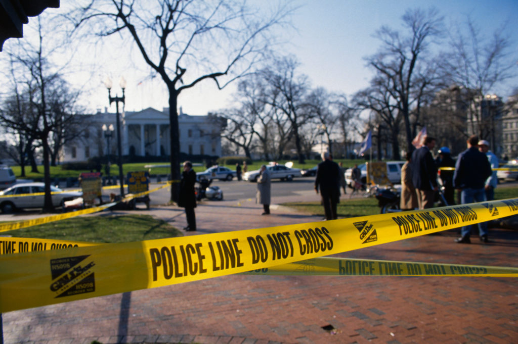 Police tape representing a rise in hate crimes in the USA