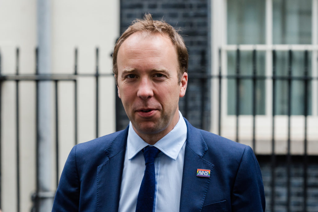 Secretary of State for Health and Social Care Matt Hancock leaves 10 Downing Street after the weekly Cabinet meeting on 25 June, 2019