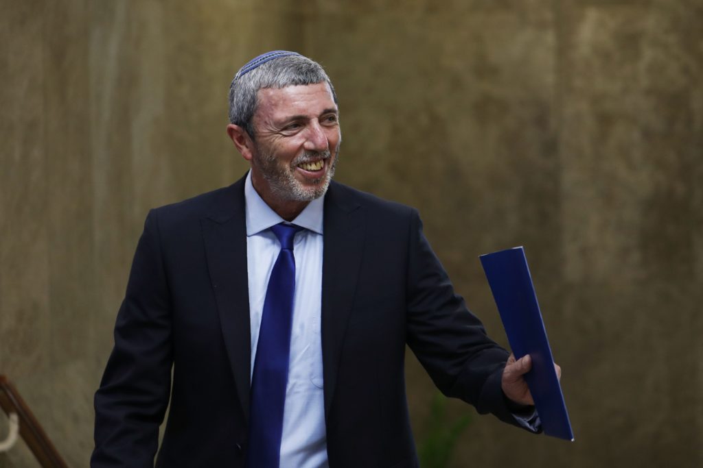 Israeli Education Minister Rafi Peretz arrives to the weekly cabinet meeting in Jerusalem on July 14, 2019