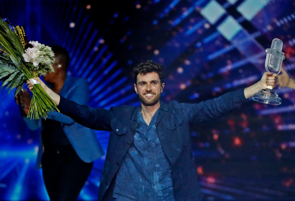 Rotterdam: The Netherlands' Duncan Laurence celebrates after winning the 64th edition of the Eurovision Song Contest 2019 at Expo Tel Aviv on May 19, 2019,