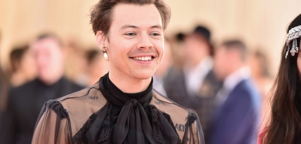 Harry Styles attends The 2019 Met Gala Celebrating Camp: Notes on Fashion at Metropolitan Museum of Art on May 6, 2019 in New York City.