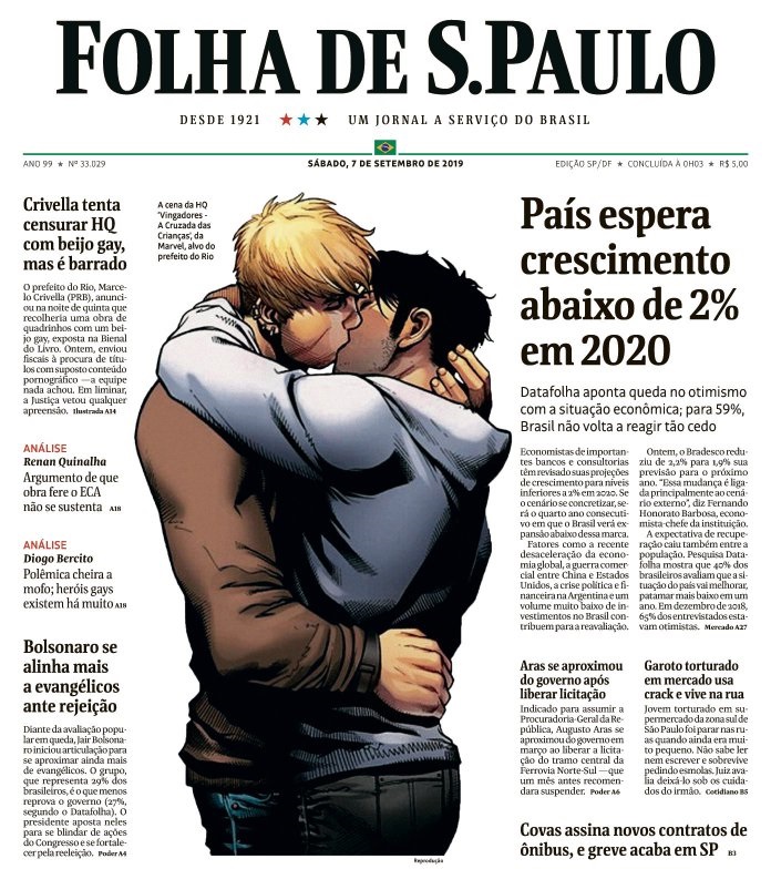 The front page of Folha de São Paulo