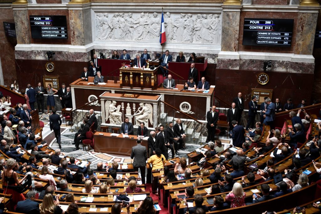 French Members of Parliament leave the National Assembly after a vote. File photo.