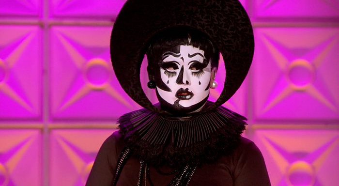 RuPaul's Drag Race Kim Chi's black and white realness look.