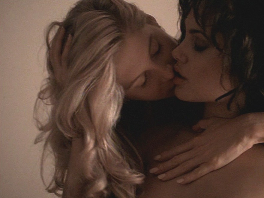 Two women kissing in a love scene
