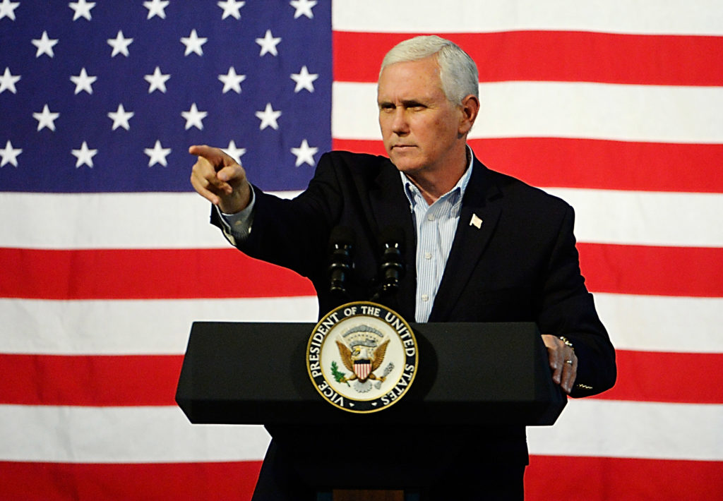 US Vice President Mike Pence speaks during a campaign rally 