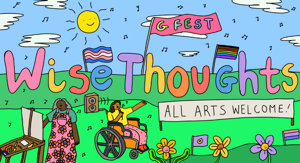 Wise Thoughts' LGBT+ arts festival, GFEST (Wise Thoughts illustration by artist Wednesday)