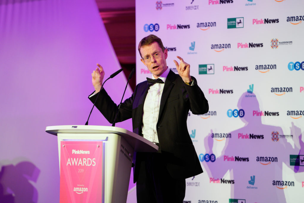 West Midlands mayor Andrew Street at the PinkNews Awards