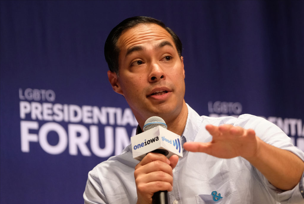 Democratic presidential candidate, former HUD Secretary Julián Castro speaks at the Presidential Candidate Forum on LGBTQ Issues on September 20, 2019