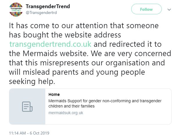 An anonymous prankster targeted anti-trans pressure group Transgender Trend 