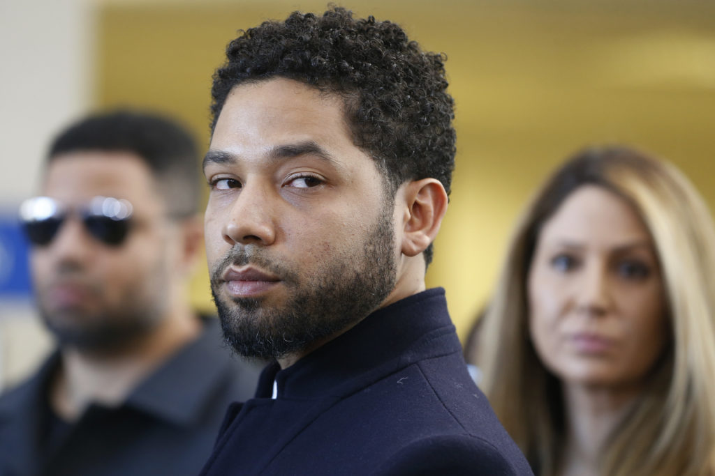 Actor Jussie Smollett after his court appearance at Leighton Courthouse on March 26, 2019 in Chicago, Illinois. 