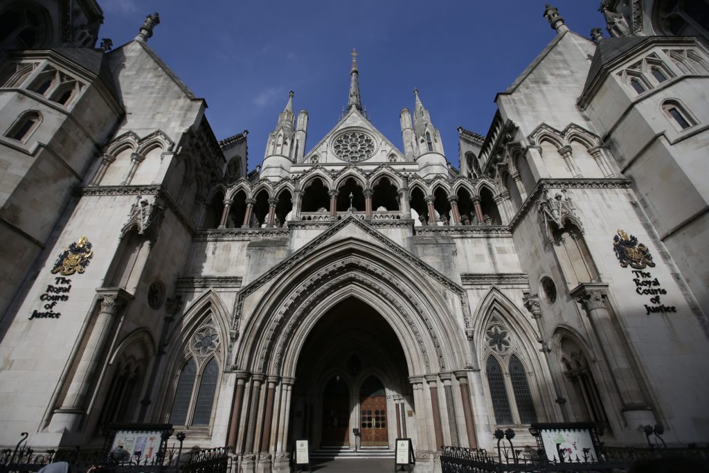 The Royal Courts of Justice building, which houses the High Court of England and Wales. (DANIEL LEAL-OLIVAS/AFP via Getty Images)