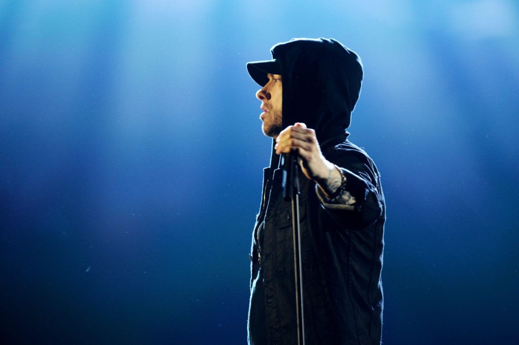 Eminem performs on stage during the MTV EMAs 2017. (Dave J Hogan/Getty Images for MTV)
