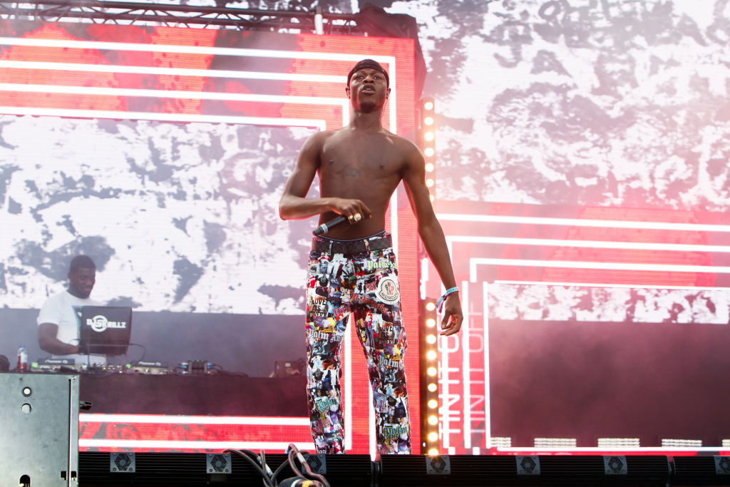 J Hus performs on stage during day 1 of Lovebox 2019 at Gunnersbury Park on July 12, 2019 in London, England.