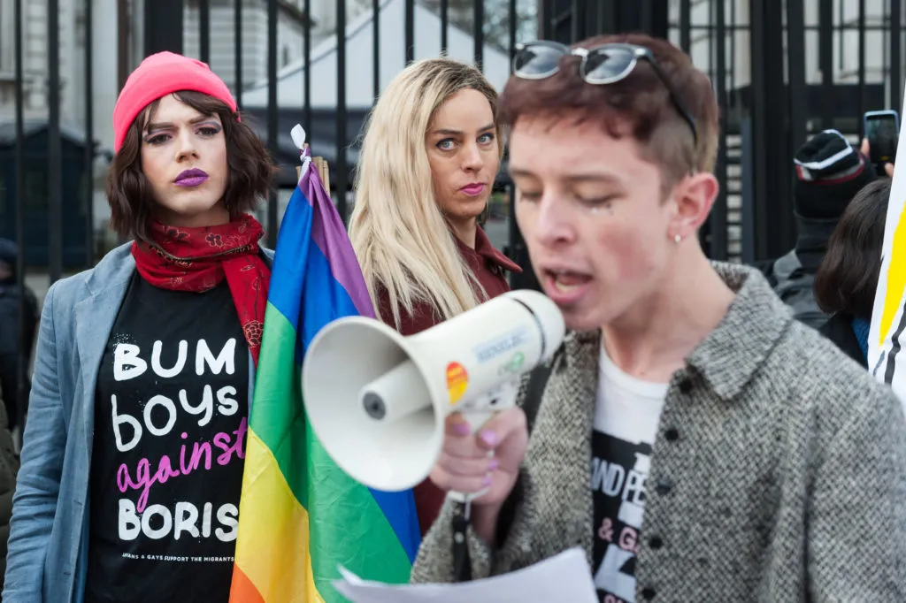 Members of LGBTQ community protest outside Downing Street