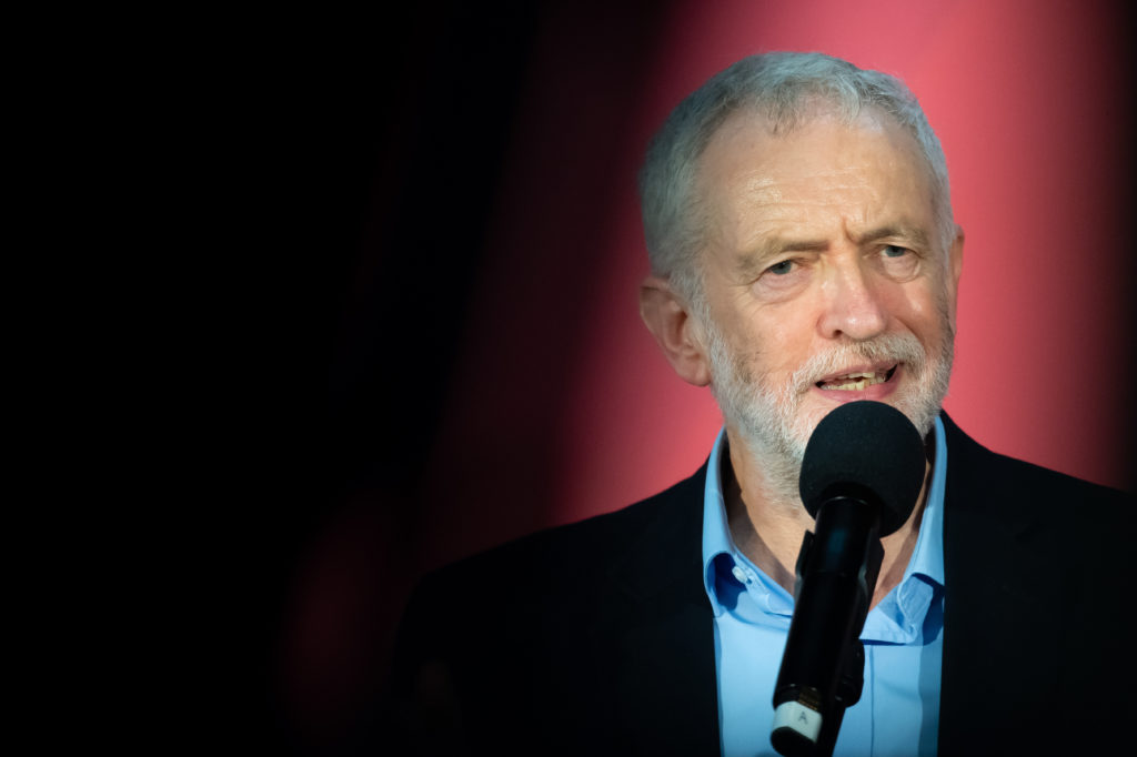 Jeremy Corbyn speaks to the audience at the Patti Pavilion on December 7, 2019 in Swansea, Wales. (Matthew Horwood/Getty Images)