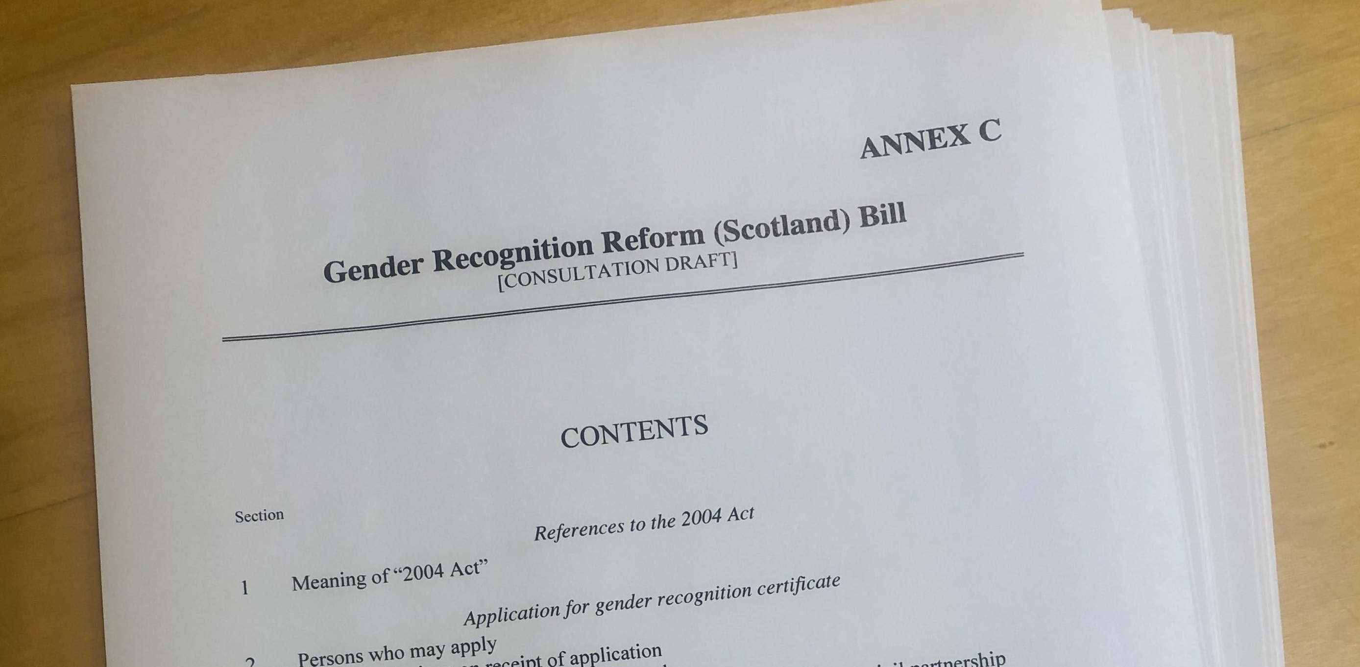 The draft bill sets out the process for Scotland's devolved gender recognition system