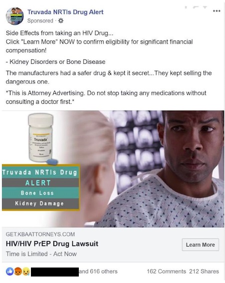 Misleading ads attacking PrEP had attracted anger