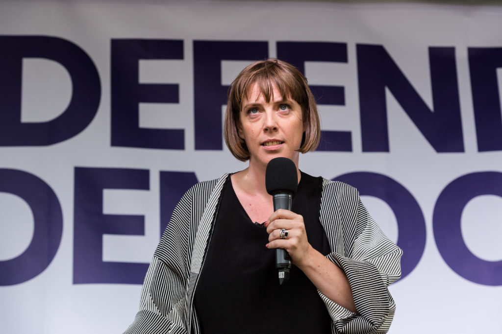 Labour Party MP Jess Phillips speaks to thousands of pro-EU demonstrators gathered for a cross-party rally in Parliament Square, organised by the People's Vote Campaign. (WIktor Szymanowicz/NurPhoto via Getty Images)