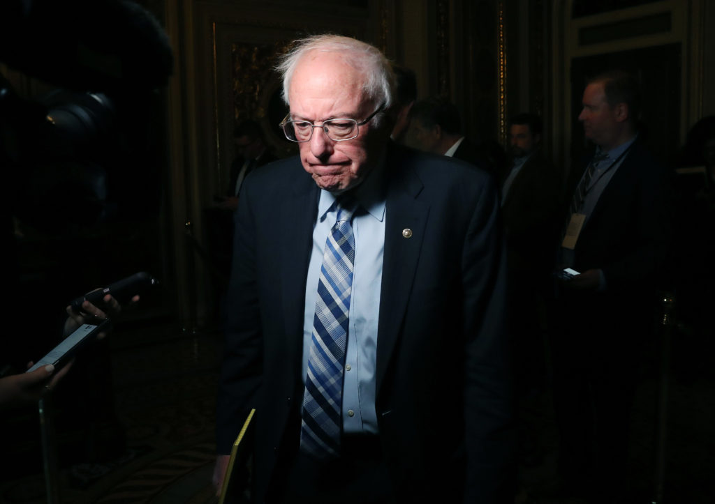 Bernie Sanders (I-VT) talks to reporters at the US Capitol January 21, 2020 in Washington, DC. (Mark Wilson/Getty Images)