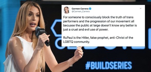 Model Carmen Carrera has called RuPaul the 'Hitler of the LGBTQ community' over the lack of trans-inclusivity in Drag Race. (D Dipasupil/FilmMagic/Getty)