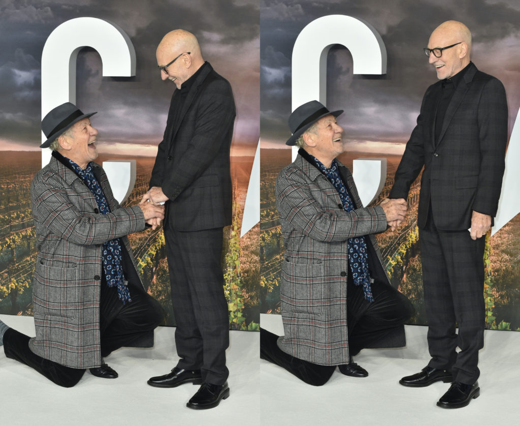 Ian McKellen jokingly popped the question to his best pal, Patrick Stewart. (James Warren / Echoes Wire / Barcroft Media via Getty Images)