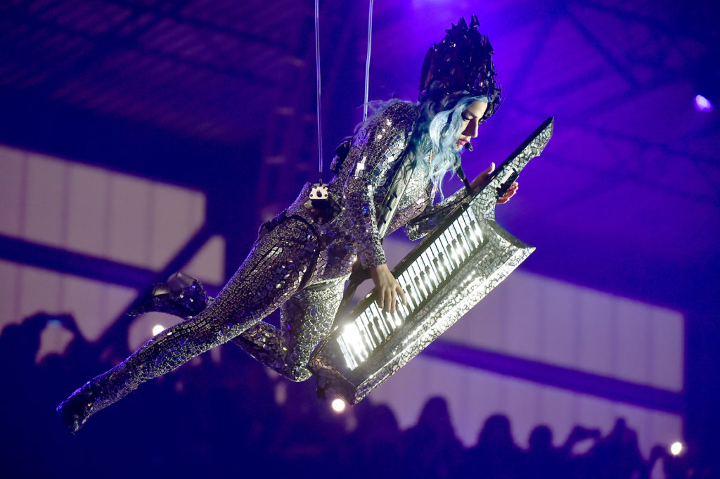 Lady Gaga doing her best Spongebob SquarePants Movie impression. (Theo Wargo/Getty Images for AT&T)