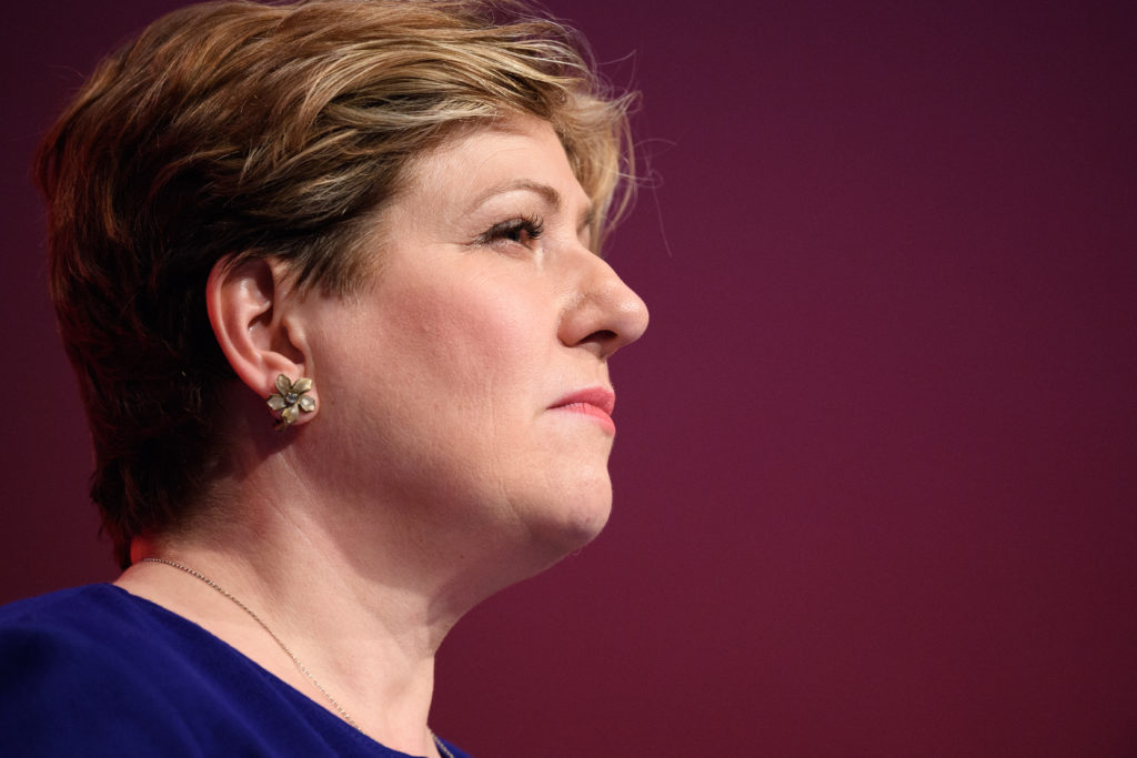Shadow First Secretary of State Emily Thornberry addresses delegates in the main hall on the second day of the Labour Party conference on September 25, 2017 in Brighton, England. (Leon Neal/Getty Images)