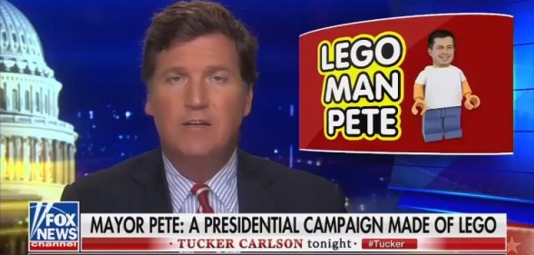 Tucker Carlson, Fox News host, attempted to upbraid Democratic presidential candidate Pete Buttigieg in a bizarre rant. (Screen capture via Media Matters)