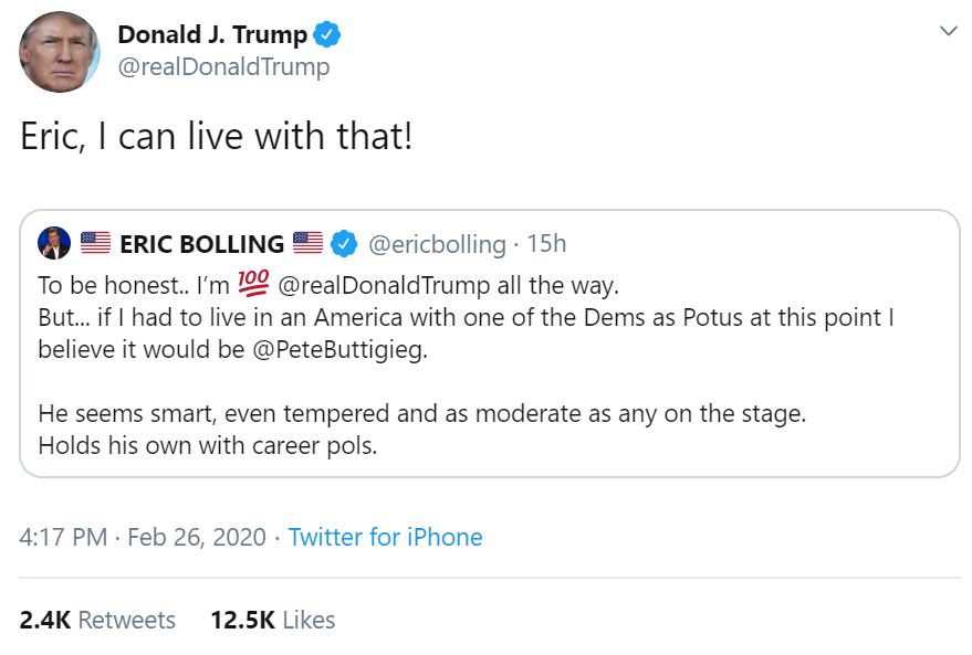Donald Trump endorsed Pete Buttigieg because this is the world we live in now