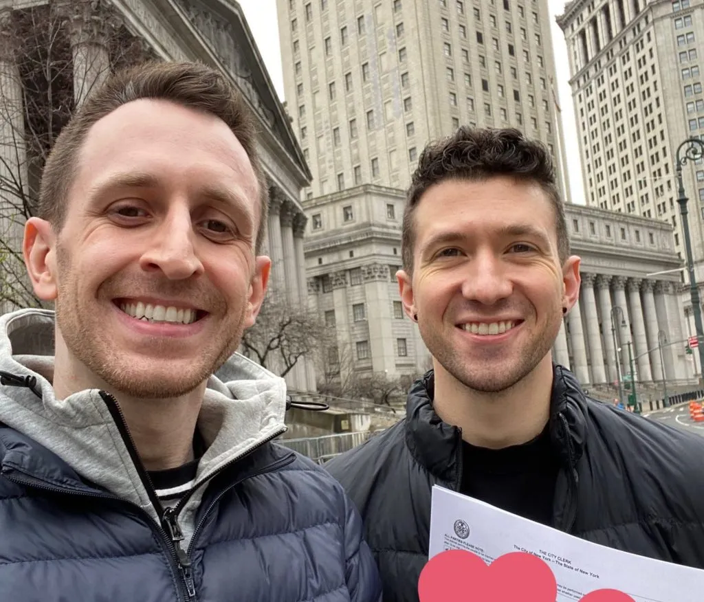 Mitch and Brian weaved through the empty streets and avenues of New York City to make City Hall in time to grab a marriage licence. (Mitch Chase)