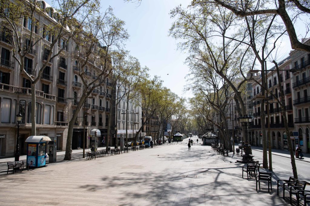 Barcelona, Spain, is virtually still since leaders announced a lockdown amid the coronavirus pandemic. (Josep LAGO / AFP) (Photo by JOSEP LAGO/AFP via Getty Images)