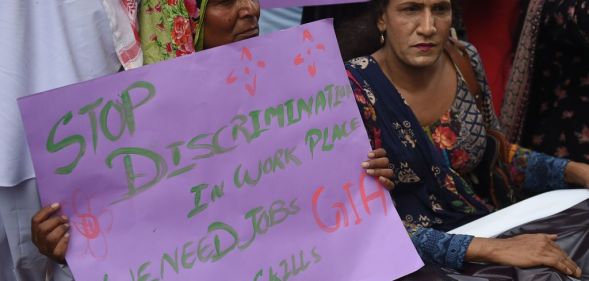 Transgender people protest in Pakistan in 2019, prior to the lockdown, demanding an end to discrimination