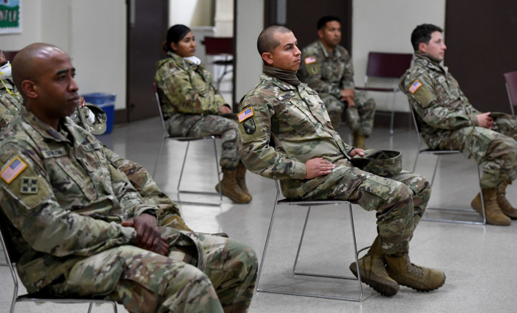 Members of The California National Guard will be helping with staffing at Long Beach temporary shelters. (Brittany Murray/MediaNews Group/Long Beach Press-Telegram via Getty Images)