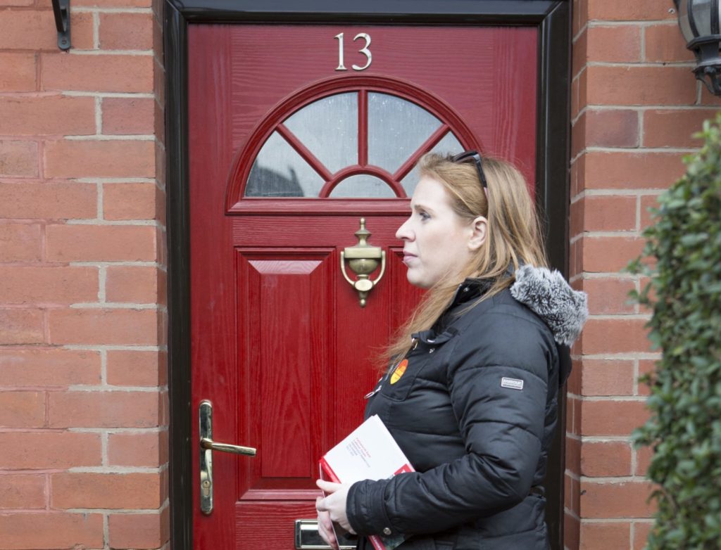 Angela Rayner, MP for Ashton-under-Lyne, out campaigning in Oldham, Manchester. (Nicola Tree/Getty Images)
